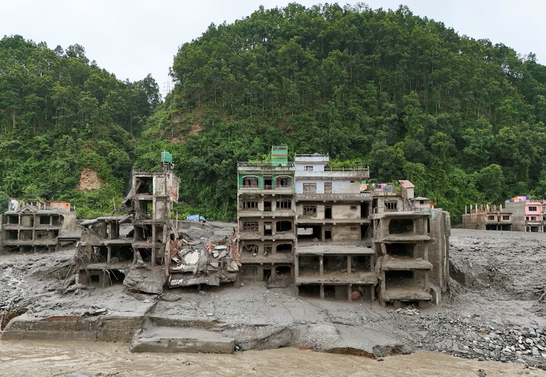 Overstromingsschade in Nepal